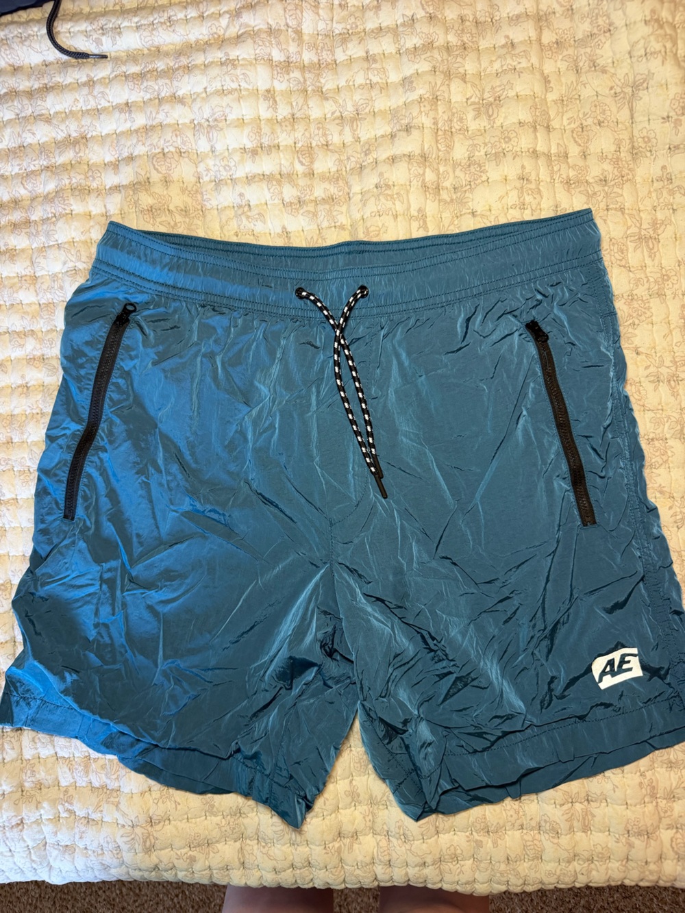 American Eagle Outfitters Teal Athletic Shorts with Zip Pockets